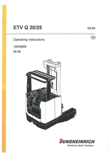 Jungheinrich Fork Lift ETVQ 20 ETVQ 25 Operators Manual