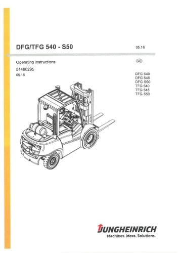 Jungheinrich Fork Lift Truck DFG TFG 540 545 S50  Operators Manual
