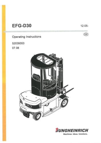 Jungheinrich Fork Lift Truck EFG-D30 Operators Manual