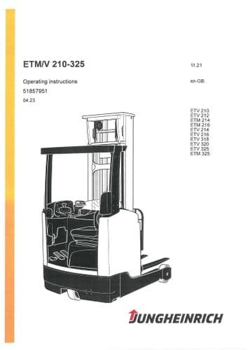 Jungheinrich Fork Lift Truck ETV 210 212 214 216 218 210 214 ETM 214 216 325 Operators Manual