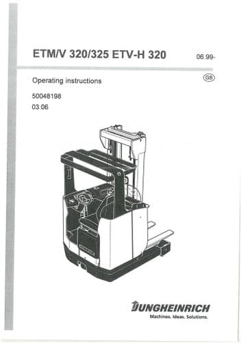 Jungheinrich Forklift Truck ETM/V 320 325, ETV-H 320 Operators Manual