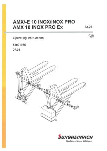 Jungheinrich Pallet Truck AMX-E10 INOX PRO AMX10 INOX PRO Ex Operators Manual