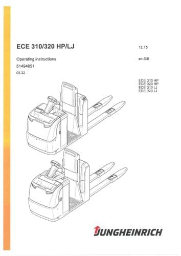 Jungheinrich Pallet Truck ECE310HP ECE320HP ECE310LJ ECE320LJ Operators Manual