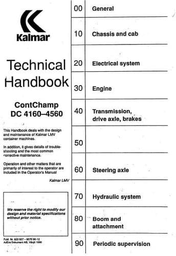 Kalmar Forklift DC 4160 4560 Workshop Manual