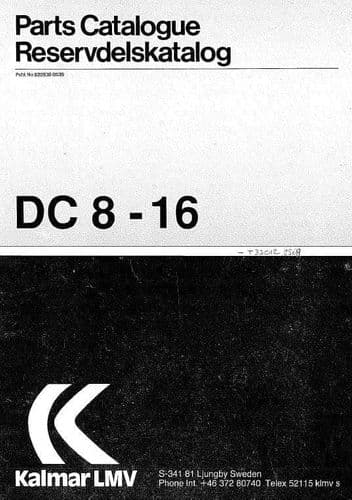 Kalmar Forklift Truck DC 8-16 Parts Manual