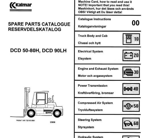 Kalmar Forklift Truck DCD 50-80H, DCD 90LH Parts Manual