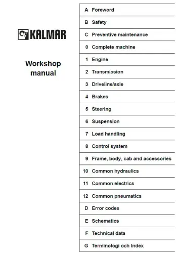Kalmar Forklift Truck DCE90-180 Workshop Manual