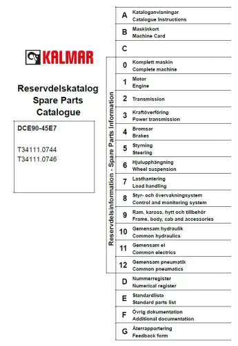 Kalmar Forklift Truck DCE90.45E7 Parts Manual