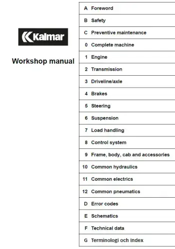 Kalmar Forklift Truck DRF100 Workshop Manual