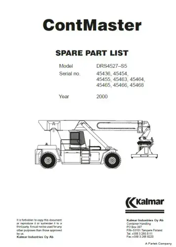 Kalmar Forklift Truck DRS4527-S5 Parts Manual
