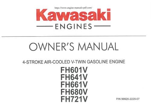 Kawasaki Air Cooled Engine FH601V FH641V FH661V FH680V FH721V Operators Manual
