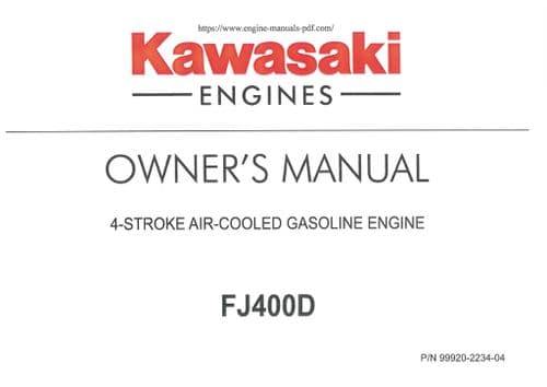 Kawasaki Air Cooled Gas Engine FJ400D Operators Manual