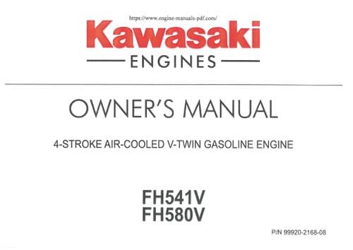 Kawasaki Air Cooled V Twin Gas Engine FH541V FH580V Operators Manual