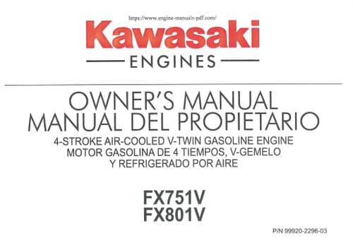 Kawasaki Air Cooled V Twin Gas Engine FX751V & FX801V Operators Manual (1)