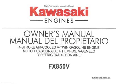 Kawasaki Air Cooled V Twin Gas Engine FX751V & FX801V Operators Manual