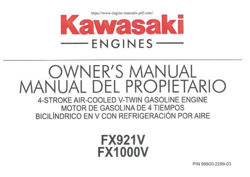 Kawasaki Air Cooled V Twin Gas Engine FX921V & FX1000V Operators Manual