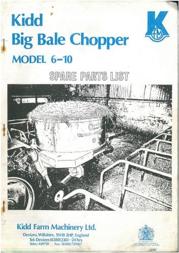 Kidd Big Bale Chopper Models  6-10 Parts Manual