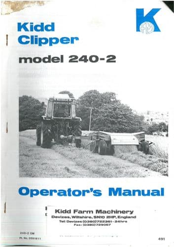 Kidd Clipper Mower Model 240-2 Parts Manual