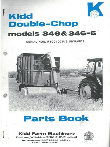 Kidd Double Chop Forage Harvester 346 &  346-6 Parts Manual