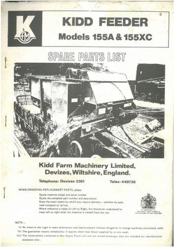 Kidd Feeder 155A & 155XC Parts Manual