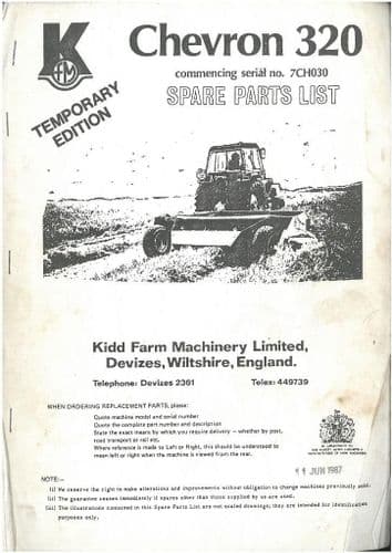 Kidd Mower Chevron 320 Parts Manual