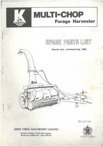 Kidd Multi-Chop Forage Harvester Parts List