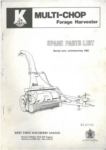 Kidd Multi-Chop Forage Harvester Parts List
