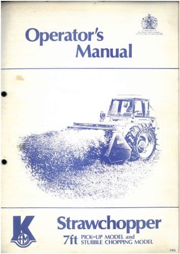Kidd Strawchopper 7ft Pick-Up Model & Stubble Chopping Model Operators Manual