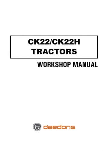 Kioti Tractor CK22 CK22H Service Workshop Manual