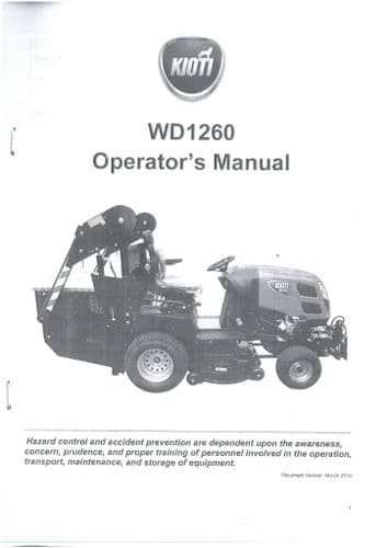 Kioti Tractor WD1260 Operators Manual