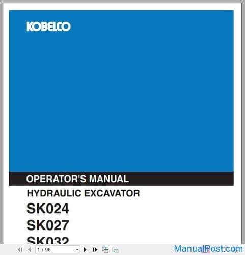 Kobelco Excavator SK024 SK027 SK032 Operators Manual