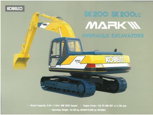 Kobelco Excavator SK200 SK200LC Mark III Brochure