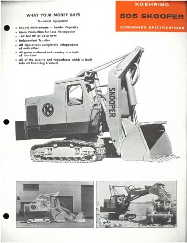 Koehring Excavator 505 Skooper Brochure