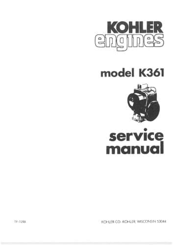 Kohler Engine K361 Workshop Manual