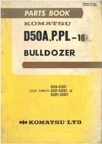 Komatsu Bulldozer D50A, D50P, D50PL - 16 Parts Manual