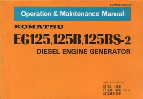 Komatsu Diesel Engine Generator EG125 EG125B EG125BS - 2 Operators Manual