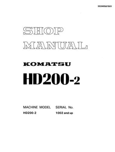 Komatsu  Dump Truck HD200-2 Workshop Service Manual