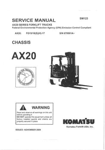 Komatsu Forklift AX20 Workshop Manual