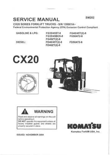 Komatsu Forklift CX20 Workshop Manual