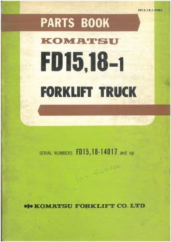 Komatsu Forklift FD15-1 FD18-1  Parts Manual