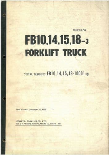 Komatsu Forklift Truck FB10-3 FB14-3 FB15-3 FB18-3 Parts Manual