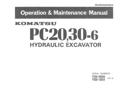 Komatsu Hydraulic Excavator PC20-6 PC30-6 Operators Manual