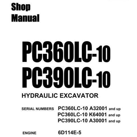 Komatsu Hydraulic Excavator PC360LC-10 PC390LC-10 Workshop Service Manual