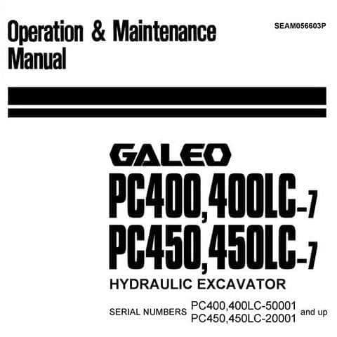 Komatsu Hydraulic Excavator PC400 PC400LC-7 PC450 PC450LC-7 Operators Manual