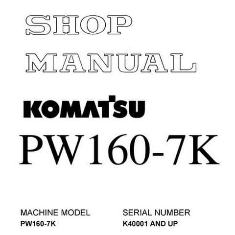 Komatsu Hydraulic Excavator PW160-7K Workshop Service Manual