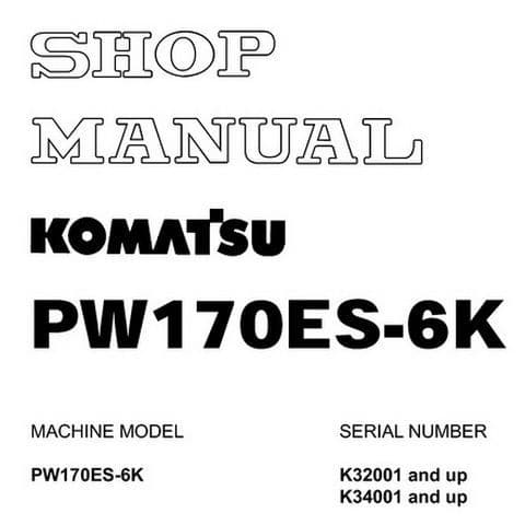 Komatsu Hydraulic Excavator PW170ES-6K Workshop Service Manual