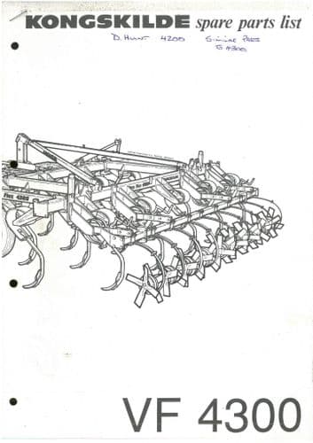 Kongskilde Cultivator VF 4300 & FUVF 20000/4000 Parts Manual