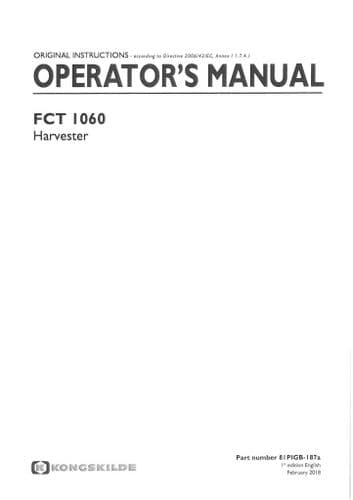 Kongskilde Forage Harvester FCT1060 Operators Manual