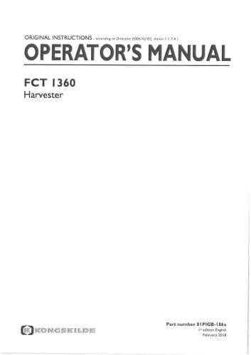 Kongskilde Forage Harvester FCT1360 Operators Manual