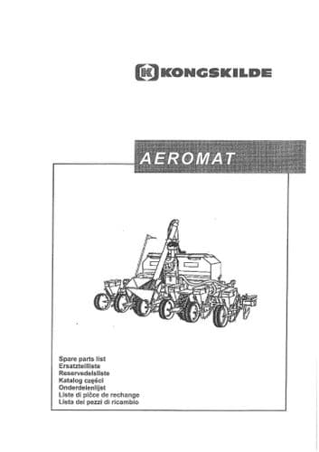 Kongskilde Seed Drill Aeromat Parts Manual
